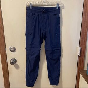 Eddie Bauer Youth Convertible Jogger pants in navy blue nylon blend